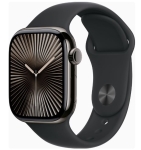 Apple Watch Series 10 GPS + Cellular 42mm Slate Titanium Case w. Black Sport Band - S/M (MWXG3)
