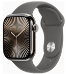 Apple Watch Series 10 GPS + Cellular 42mm Natural Titanium Case w. Stone Grey Sport Band - S/M (MWXD3)