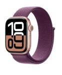 Apple Watch Series 10 GPS 42mm Rose Gold Aluminum Case w. Plum Sport Loop (MWWK3)