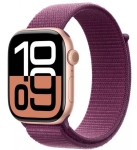 Apple Watch Series 10 GPS 46mm Rose Gold Aluminum Case w. Plum Sport Loop (MWWV3)