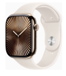 Apple Watch Series 10 GPS + Cellular 46mm Gold Titanium Case w. Starlight Sport Band - S/M (MWYX3)