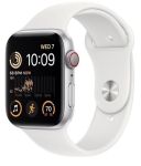 Apple Watch SE 2 GPS + Cellular 40mm Silver Aluminum Case with White Sport Band - M/L (MNTQ3)