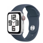 Apple Watch SE 2 GPS + Cellular 40mm Silver Aluminum Case w. Storm Blue Sport Band - S/M (MRGH3)